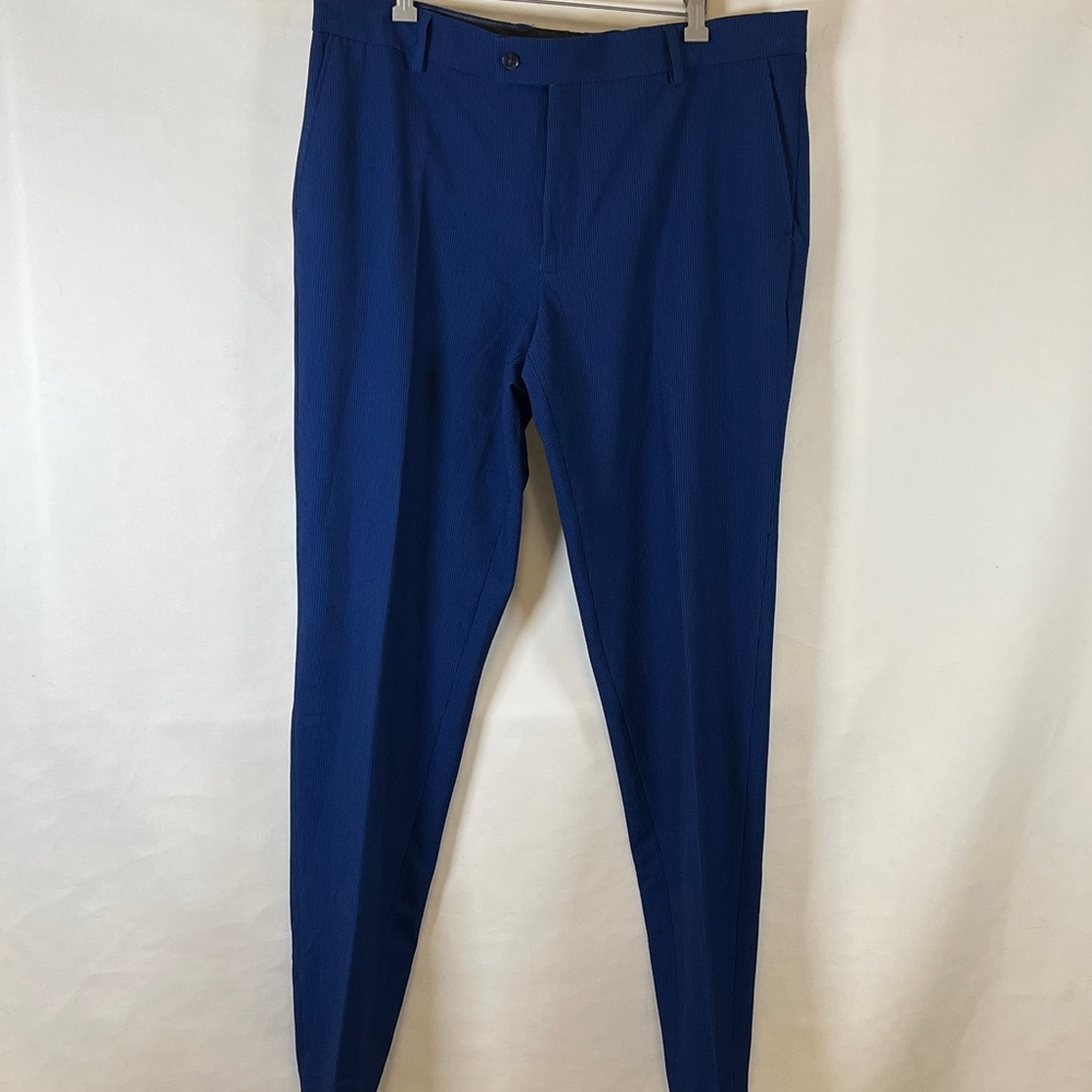 The Savile Row Company Mens Seersucker Dress Pants Blue Slim 38W